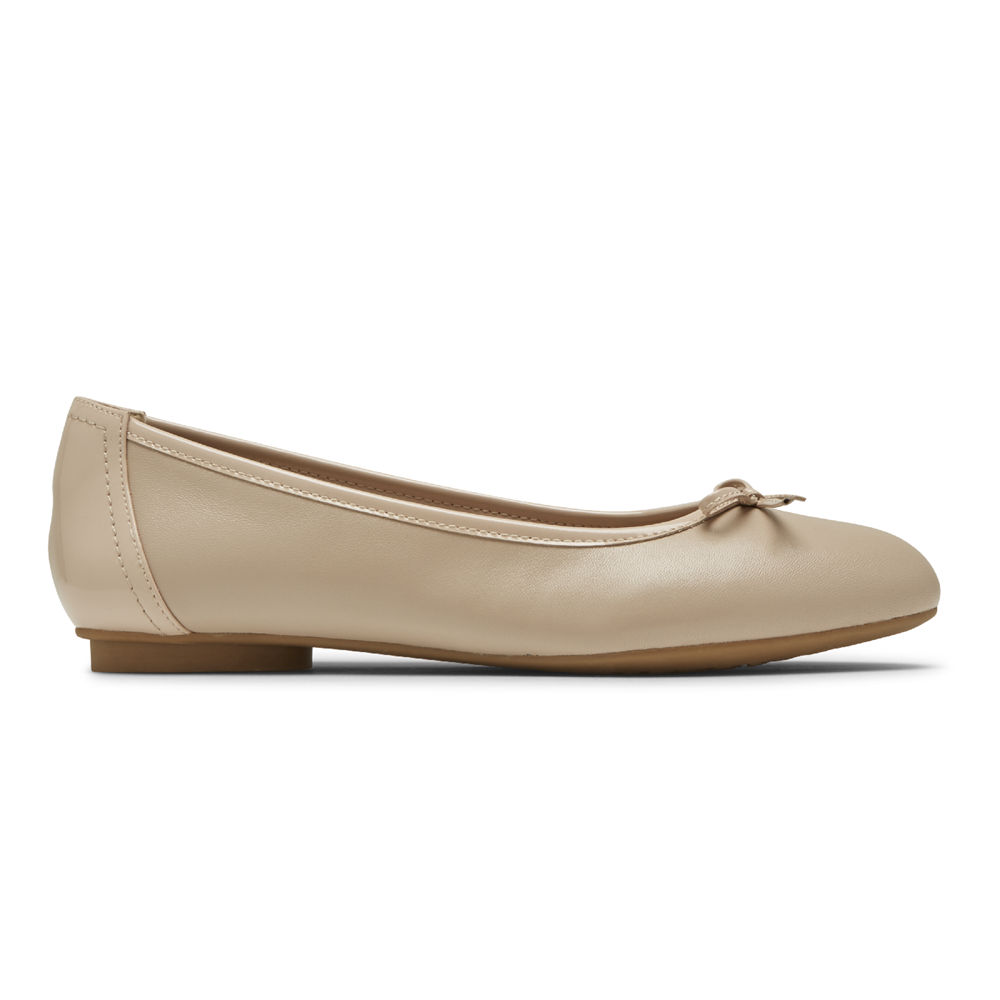 Rockport Flats Sko Dame Beige - Reagan Bow - QRUT78290